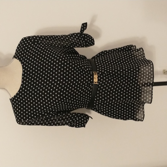 Calvin Klein Black and White Polka Dot Blouse Size M - Picture 1 of 7